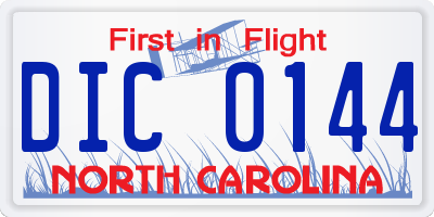 NC license plate DIC0144