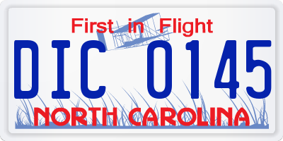 NC license plate DIC0145