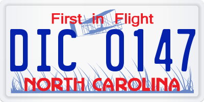 NC license plate DIC0147