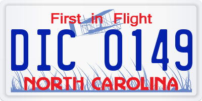 NC license plate DIC0149
