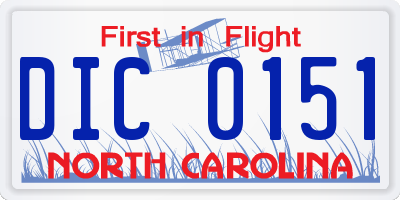 NC license plate DIC0151