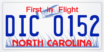 NC license plate DIC0152