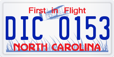 NC license plate DIC0153