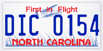 NC license plate DIC0154
