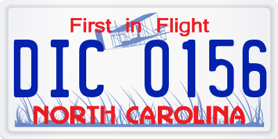 NC license plate DIC0156