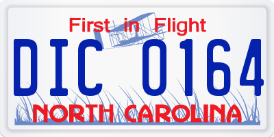 NC license plate DIC0164