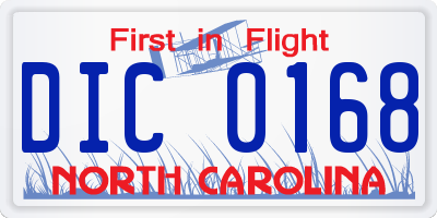NC license plate DIC0168