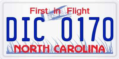 NC license plate DIC0170