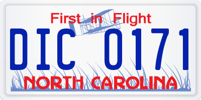 NC license plate DIC0171
