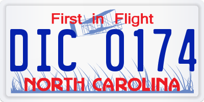 NC license plate DIC0174