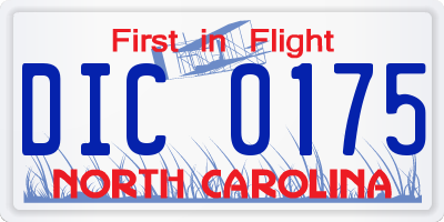 NC license plate DIC0175