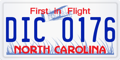 NC license plate DIC0176
