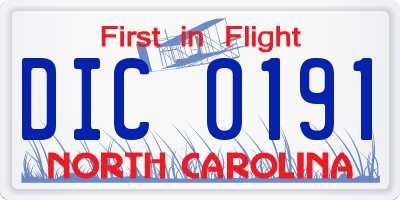 NC license plate DIC0191