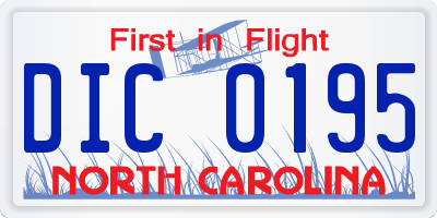NC license plate DIC0195