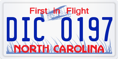 NC license plate DIC0197