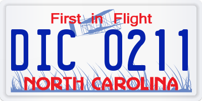 NC license plate DIC0211
