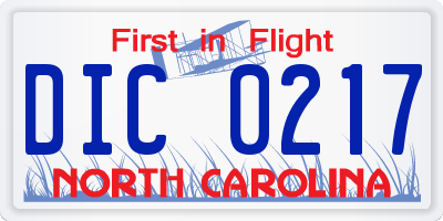 NC license plate DIC0217