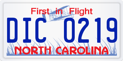 NC license plate DIC0219