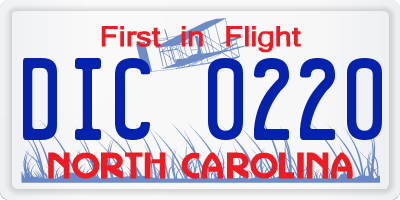 NC license plate DIC0220