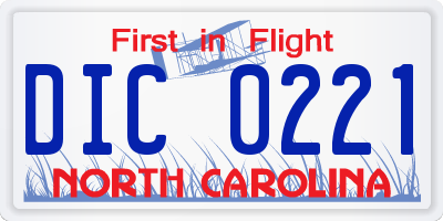 NC license plate DIC0221