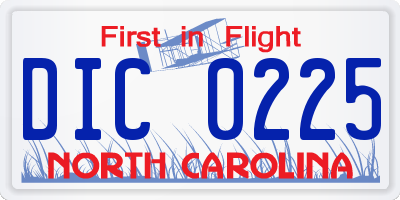 NC license plate DIC0225