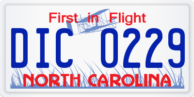 NC license plate DIC0229