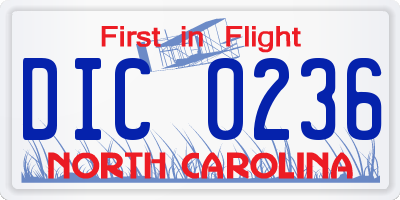 NC license plate DIC0236
