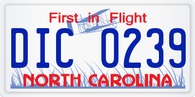 NC license plate DIC0239