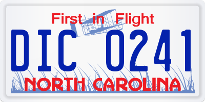 NC license plate DIC0241