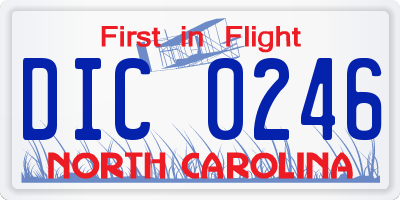 NC license plate DIC0246