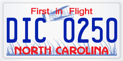NC license plate DIC0250
