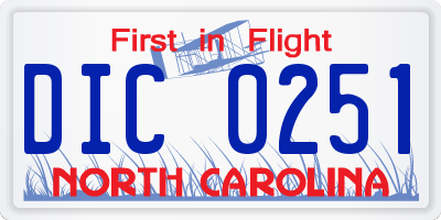 NC license plate DIC0251