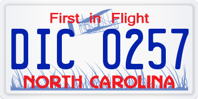 NC license plate DIC0257