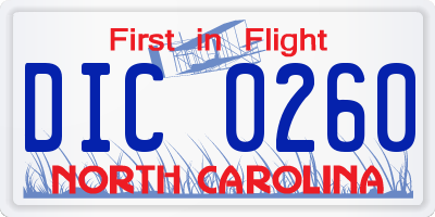 NC license plate DIC0260