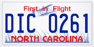 NC license plate DIC0261