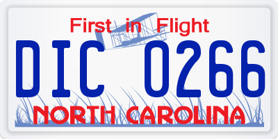 NC license plate DIC0266