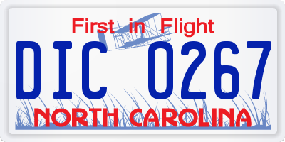 NC license plate DIC0267