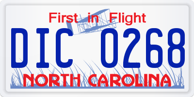 NC license plate DIC0268
