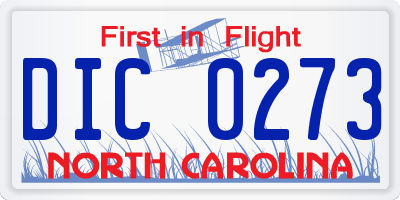 NC license plate DIC0273