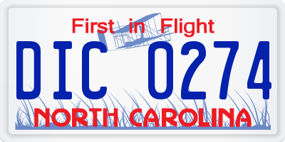 NC license plate DIC0274