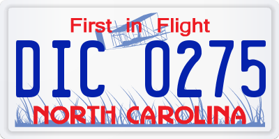 NC license plate DIC0275