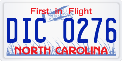 NC license plate DIC0276
