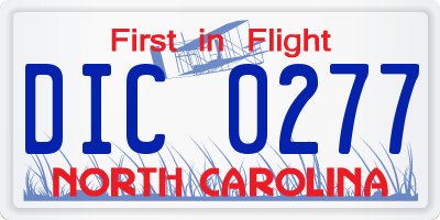 NC license plate DIC0277