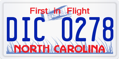NC license plate DIC0278