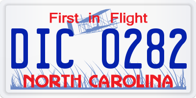 NC license plate DIC0282