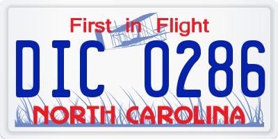 NC license plate DIC0286
