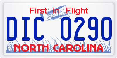 NC license plate DIC0290