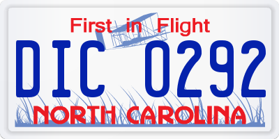 NC license plate DIC0292