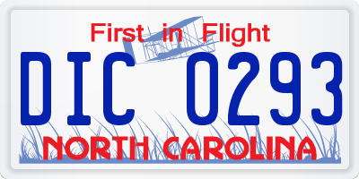 NC license plate DIC0293