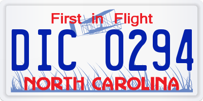 NC license plate DIC0294